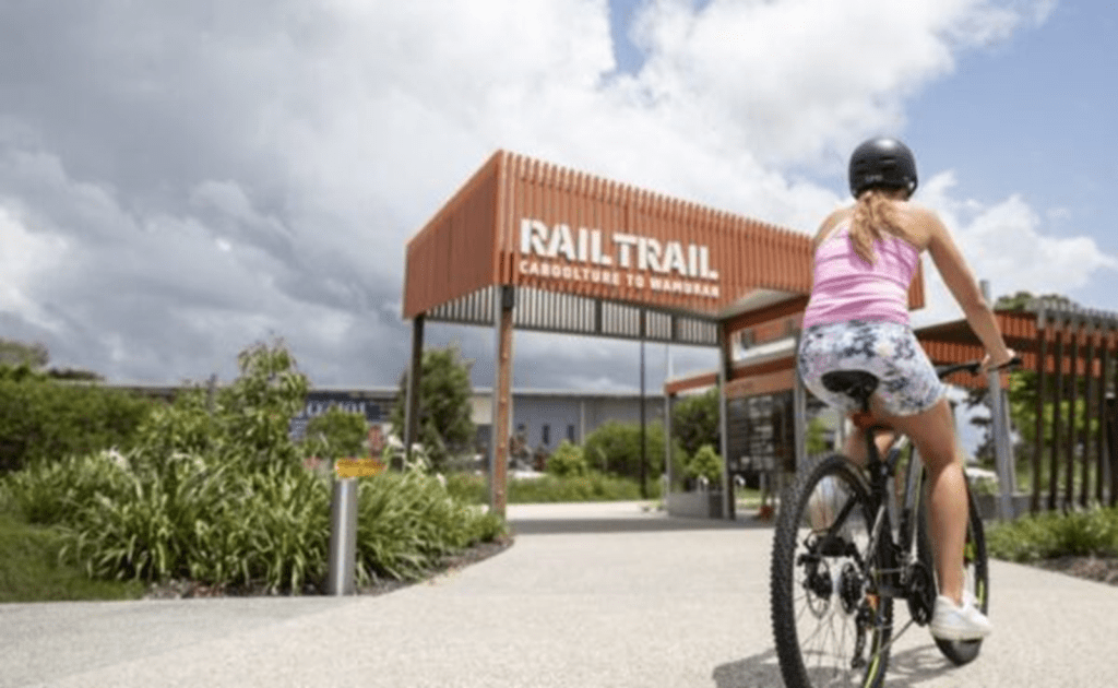 Bike rider at Caboolture end of the Wamuran Rail Trail